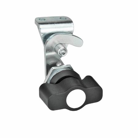 E+G lås, stål forzinket, lille T-greb, sort, m/beslag